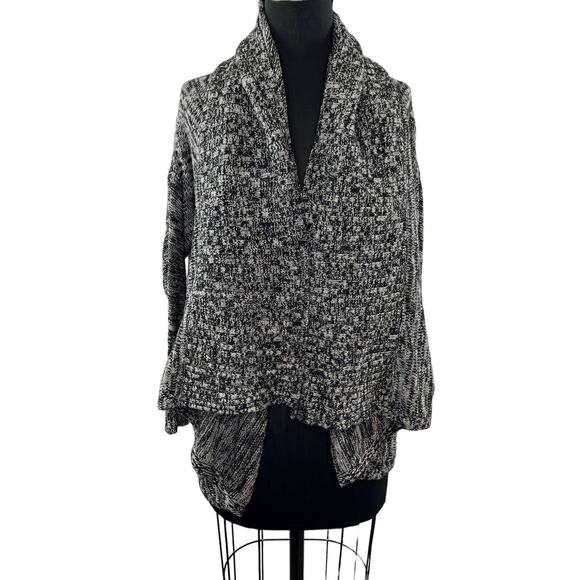 Michael Stars Black White Dolman Sleeve Open Front Wool Blend Cardigan Size M/L - Picture 1 of 10